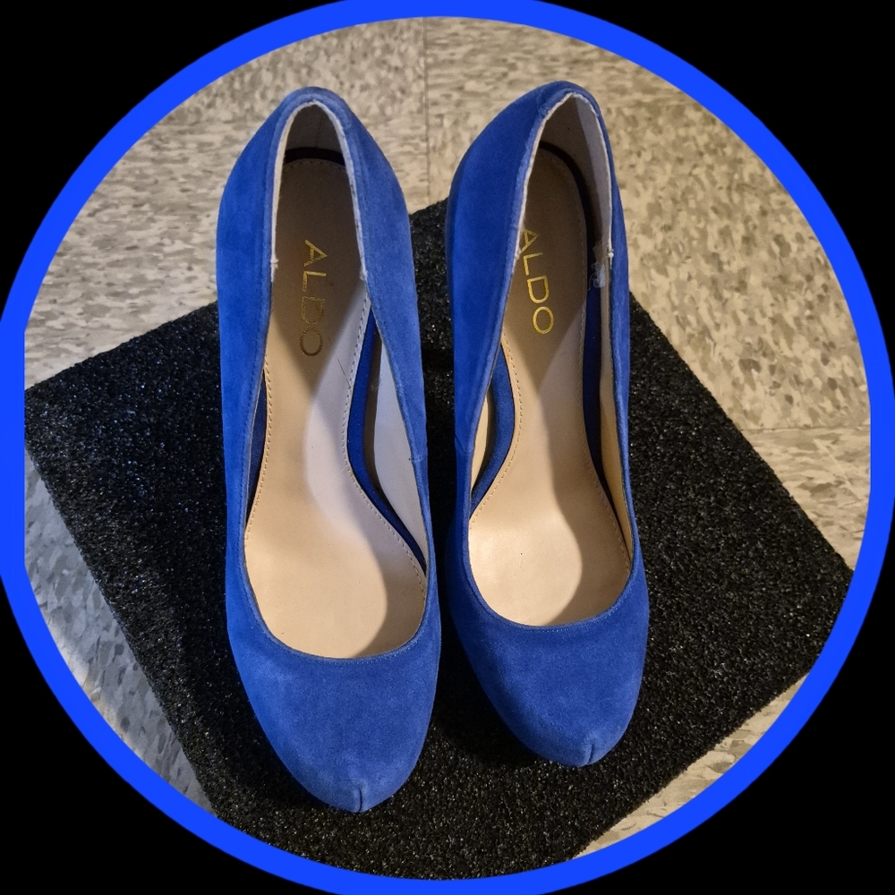 Aldo Blue Suede 5" Platform/Stiletto Heels